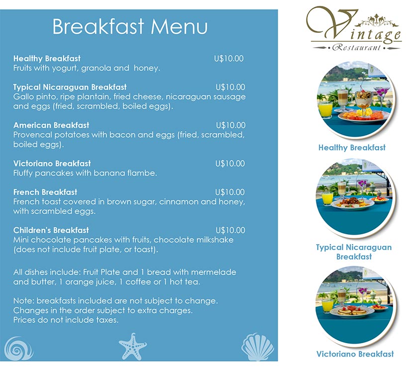 Breakfast-hotel-Victoriano-Nicaragua-menu